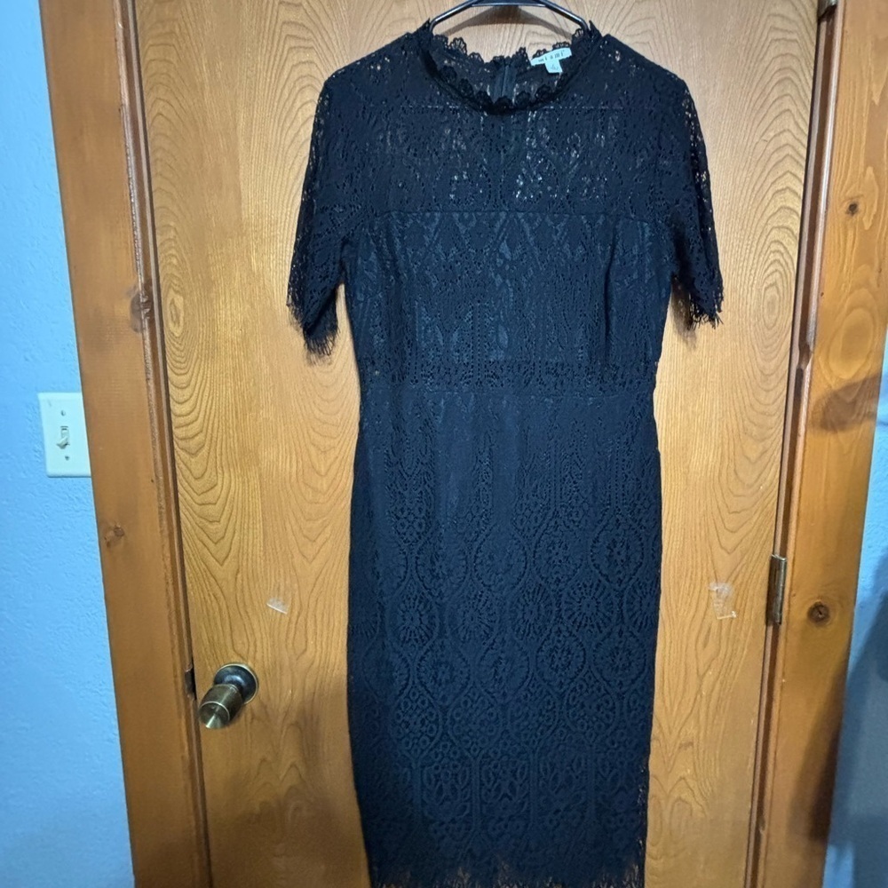 Miami Midi Black Lace Dress Large